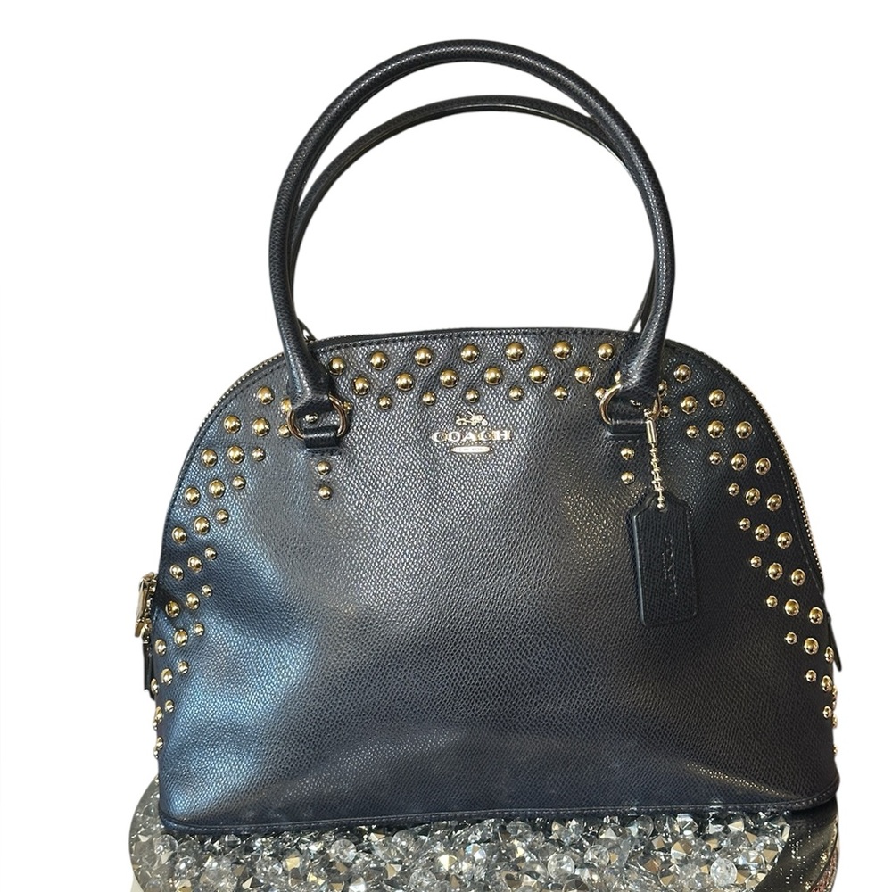 EUC Coach Cora Domed Satchel in Studded Crossgrain Leather (Style #F35216).